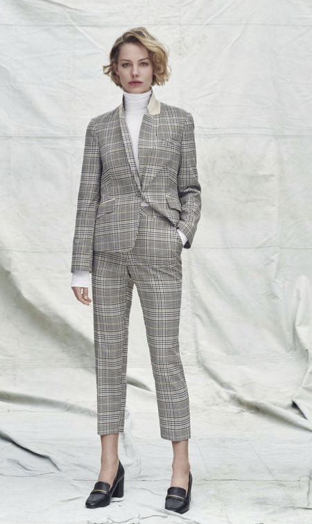 Tone on tone checked suit style