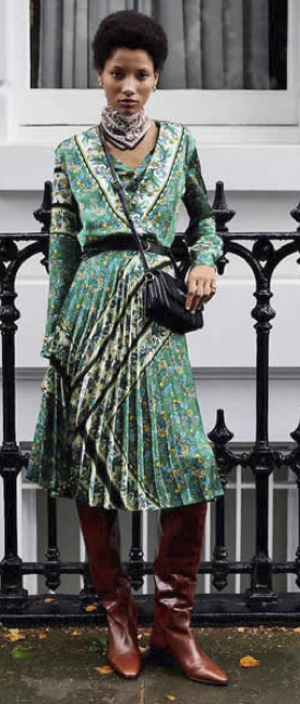 Green mixed patterned dress from Mango