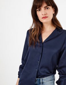 Blue satin blouse Marks & Spencer