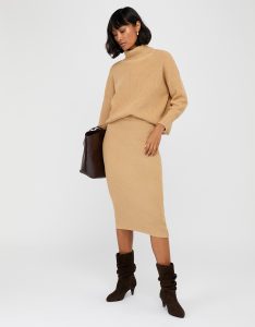Beige MALI KNITTED PENCIL SKIRT and jumper, Monsoon
